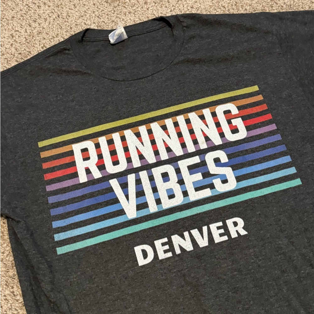 Denver Colorado Running Vibes Unisex Runner Graphic Tee Retro Run Club Shirt - Picture 4 of 5